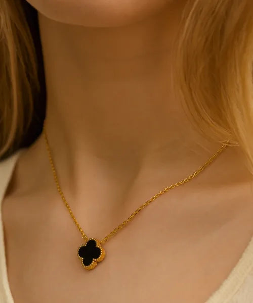 DOUBLE SIDED CLOVER NECKLACE ( WITH FREE RING )