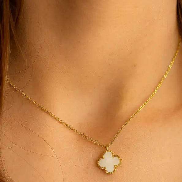 DOUBLE SIDED CLOVER NECKLACE ( WITH FREE RING )