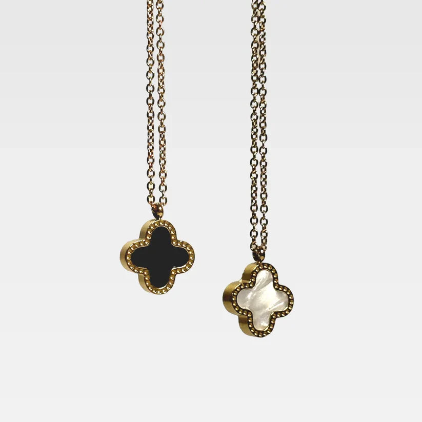 DOUBLE SIDED CLOVER NECKLACE ( WITH FREE RING )