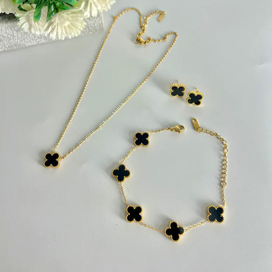 Four Leaf Clover Jewellery Set (FREE RING )