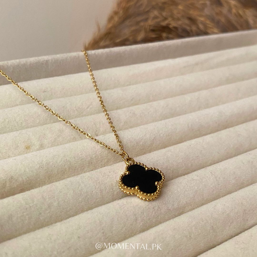 DOUBLE SIDED CLOVER NECKLACE ( WITH FREE RING )